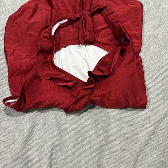 Cup She Red Ruffled One-Piece Swimsuit - Picture 11 of 13